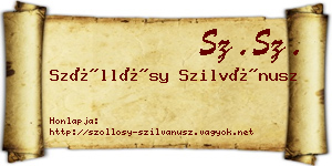 Szőllősy Szilvánusz névjegykártya
